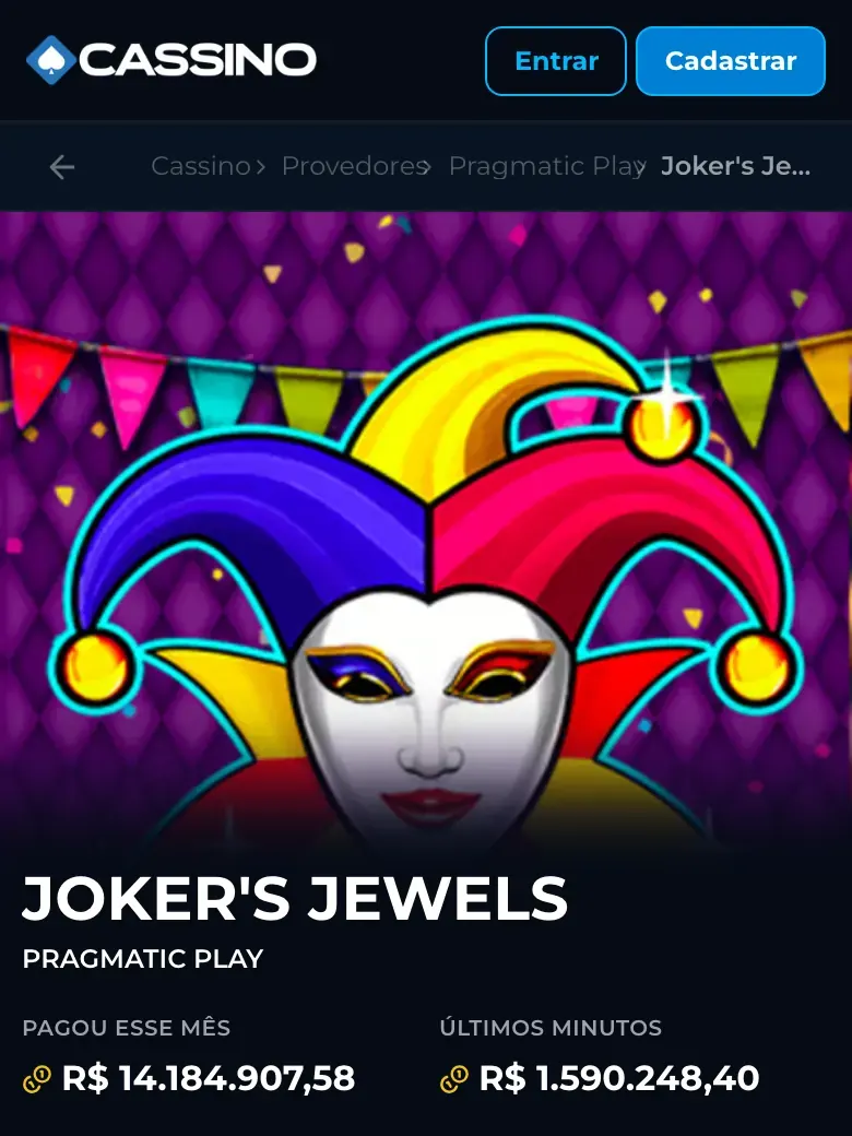 Página de um jogo da Cassino.bet no celular, com botão Jogar